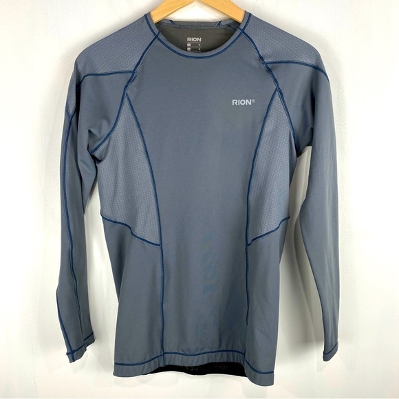 Rion Men's Stretchy Compression Long Sleeve Shirt Top Gray Size Medium (NWT) - Picture 1 of 7